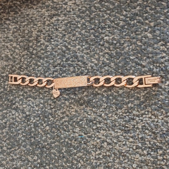 Juicy Couture rose gold chain link pave square women's bracelet - Picture 5 of 8